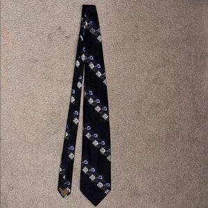 Pierre Cardin Black Tie with Blue and Silver Patterns